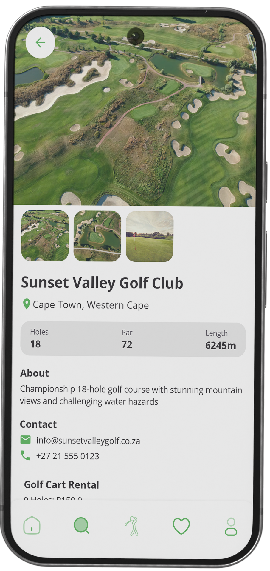 PlayGolf course detail screen