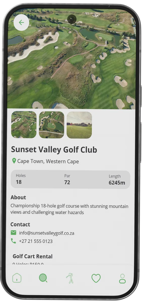 PlayGolf mobile app showing tee time booking screen